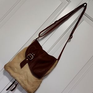 Ash Grey Jute & Leather Expandable Crossbody